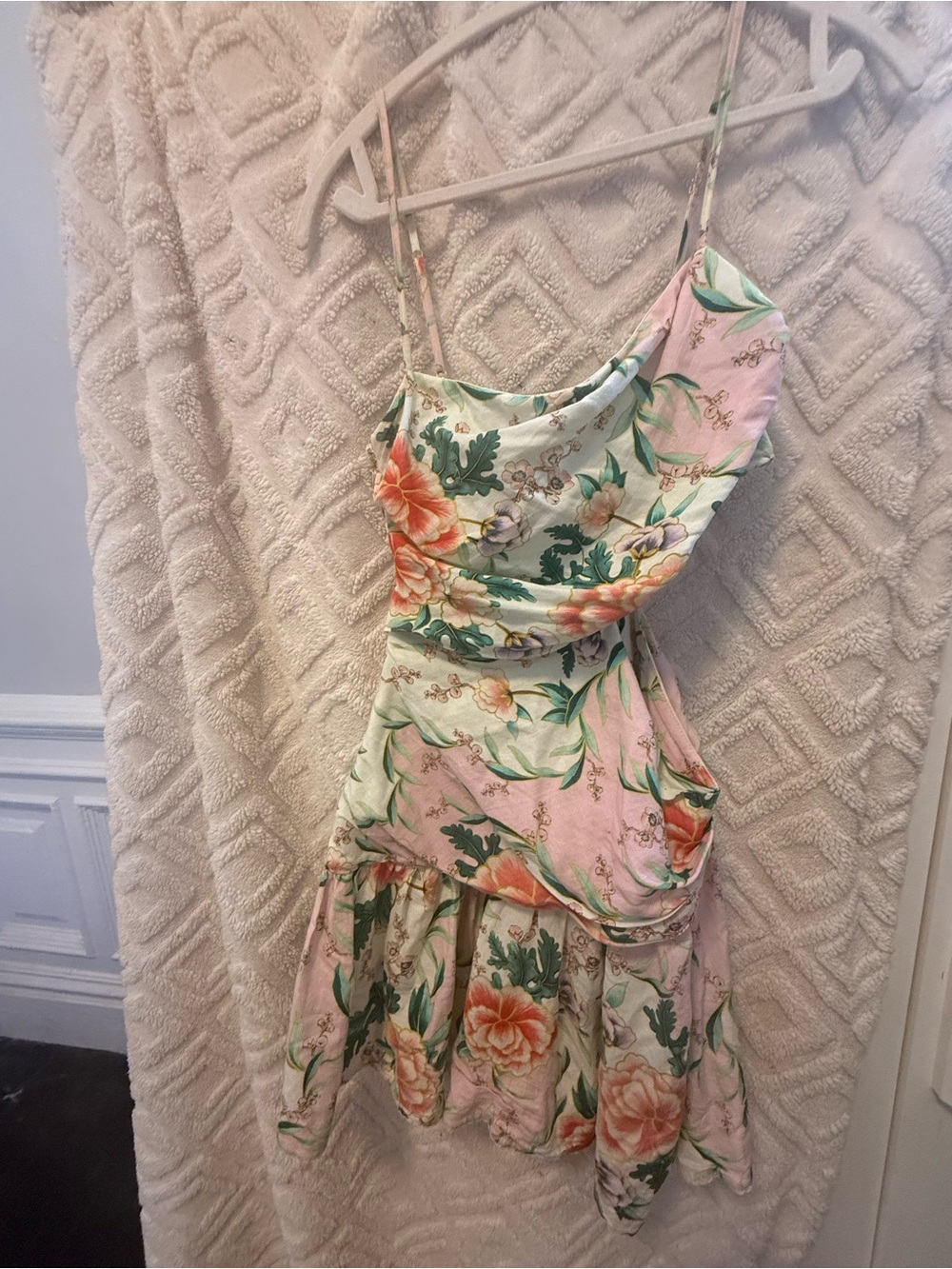 Agua Bendita Pink & Green Floral Mini Sundress